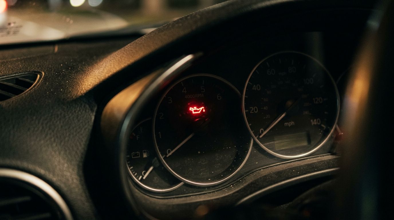 Kontrolka ciśnienia oleju (symbol oliwiarki z kroplą)